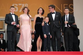 Bérénice Bejo, Michel Hazanavicius, Thomas Langmann, Maksim Emelyanov, and Zukhra Duishvili at an event for The Search (