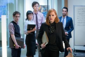 Grace Lynn Kung, Al Mukadam, Douglas Smith, Jessica Chastain, and Noah Robbins in Miss Sloane (2016)