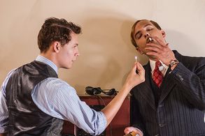 Still of James G. Nunn and Alex Robertson from LONDON WALL (2015)