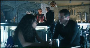 Aaron Ashmore, Thom Allison, Luke Macfarlane, and Hannah John-Kamen in Killjoys (2015)
