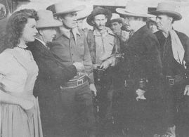 Steve Clark, Arthur Hunnicutt, Wheeler Oakman, Shirley Patterson, Charles Starrett, Ernest Tubb, and Blackie Whiteford i