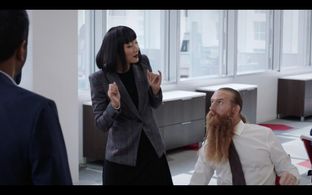 Kal Penn, Bertrand-Xavier Corbi, and Poppy Liu in Sunnyside: Mondale (2019)