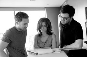 Matt di Angelo, Lili Bordan and director Ben Pickering on the set of THE SMOKE (2014)