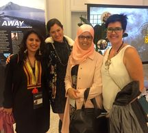 Revolution in Four Seasons Opening Night, 2016 New York. From left: Emna Ben Jemaa, Director Jessie Deeter, Jawhara Etti