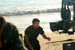Muhammad Miguel Ali Hasan directing on the set of Rabia - on location in Corona Del Mar, California