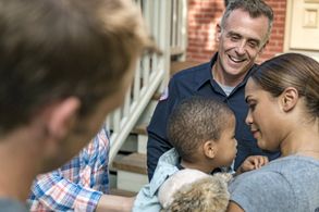 David Eigenberg, Jesse Spencer, Monica Raymund, Robyn Coffin, Aiden Cohen, and Austin Cohen in Chicago Fire (2012)