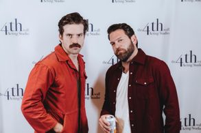 Daniel and Ulex's Deck Shop co-star Ben Winters after winning Best Film at the 4th Wall Film Challenge