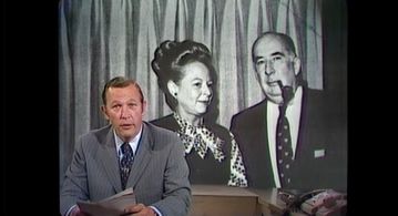 John Mitchell, Martha Mitchell, and Roger Mudd in The Martha Mitchell Effect (2022)