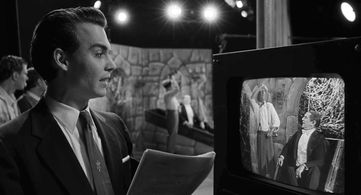 Johnny Depp, Martin Landau, and Bobby Slayton in Ed Wood (1994)