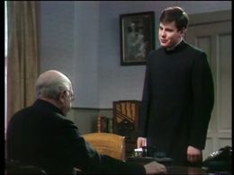 Daniel Abineri and Arthur Lowe in Bless Me Father (1978)