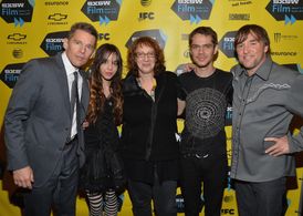 Ethan Hawke, Richard Linklater, Janet Pierson, Lorelei Linklater, and Ellar Coltrane at an event for Boyhood (2014)