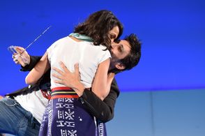 Rosario Dawson and Fabrizio Biggio