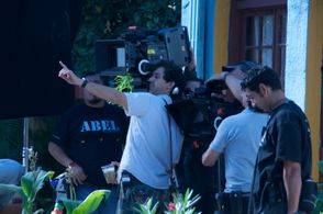 director Angel Gracia on the set of From Prada to Nada