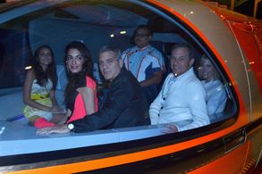 George Clooney, Willow Bay, Robert A. Iger, and Amal Clooney at an event for Tomorrowland (2015)