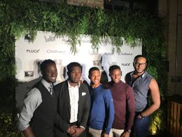 BDB Productions at the Young Filmmakers TIFF 2017 party. From left to right: Brandon Mcknight, Franck Fon, Lovell Adams-