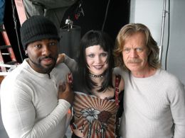 Kevin Arbouet, Allison Pill, and William H. Macy on the set of Portraits in Dramatic Time