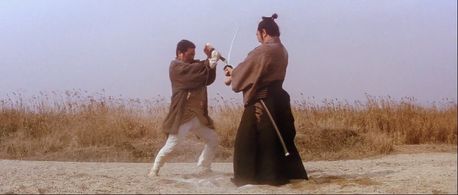 Tomisaburô Wakayama and Shintarô Katsu in Zatoichi and the Chest of Gold (1964)