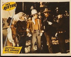 Suzan Dale, Frank Mitchell, Warner Richmond, Tex Ritter, Glenn Strange, and White Flash in Rhythm of the Rio Grande (194