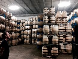 Harry Frazee location scouting at Wigle Whiskey in Pittsburgh