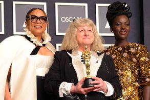 Jenny Beavan, Ruth E. Carter, and Lupita Nyong'o at an event for The Oscars (2022)