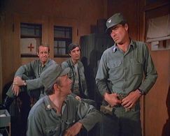 Alan Alda, Mike Farrell, Larry Linville, and Edward Winter in M*A*S*H (1972)