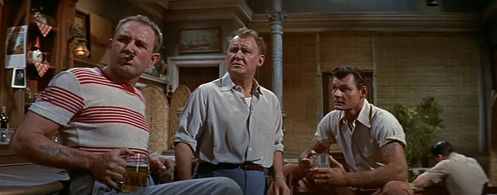 Leo Gordon, Tom Tully, and George D. Wallace in Soldier of Fortune (1955)