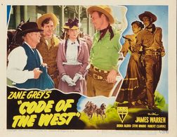 Debra Alden, Robert Clarke, Harry Harvey, and James Warren in Code of the West (1947)