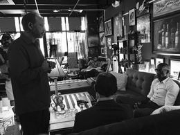 Directing a scene for, Talk, 2017, with Kal Anglin, Nathaniel Thomas and Tommy Wingo