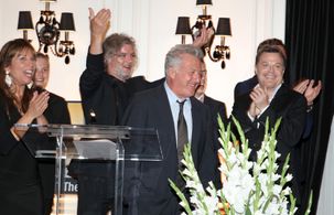 Dustin Hoffman, Robin Bronk, François Girard, Eddie Izzard, and Garrett Wareing at an event for Boychoir (2014)