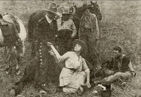 Fred Huntley, Jack McDonald, Tom Mix, Wheeler Oakman, Kathlyn Williams, and Old Blue in Chip of the Flying U (1914)