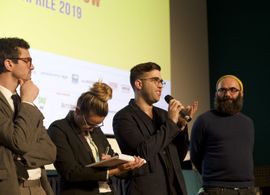 Mark Blane speaking during the Q&A at the World Premiere of Cubby - Museum of Cinema, Cinema Massimo, April 25 2019.