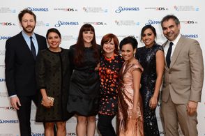Deborah Mailman, Wayne Blair, Chris O'Dowd, Jessica Mauboy, Miranda Tapsell, and Shari Sebbens at an event for The Sapph