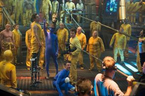 Sean Gunn, Chris Pratt, and Krystian Godlewski in Guardians of the Galaxy (2014)
