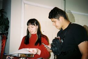 Echo Nguyen and Anthony Gomez on set of Summa Culpa Laude (2022)