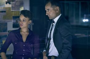 Lewis Fitz-Gerald and Britne Oldford in Hunters (2016)