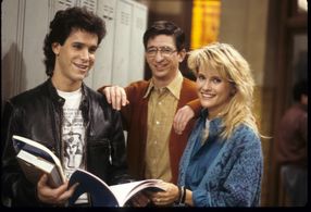 Brian Robbins, Dan Frischman, and Suzanne Snyder in Head of the Class (1986)