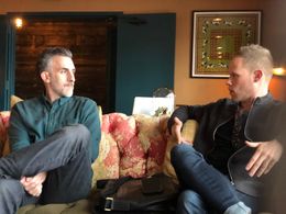 Director Myles Kane talks with Paul Haynes during filming of I'll Be Gone in the Dark