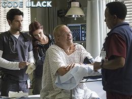 Penn Jillette, William Allen Young, Benjamin Hollingsworth, and Emily Tyra in Code Black (2015)