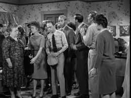 Jim Nabors, Frances Bavier, Aneta Corsaut, Andy Griffith, Rance Howard, Don Knotts, and Betty Lynn in The Andy Griffith 