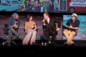 Paul F. Tompkins, Alison Brie, Mike Hollingsworth, and Raphael Bob-Waksberg at an event for BoJack Horseman (2014)