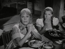 Bibi Andersson and Birgitta Pettersson in The Magician (1958)