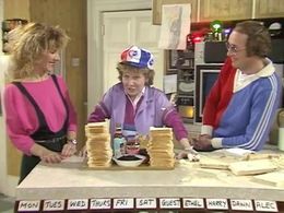 Fred Dinenage, Arlene Phillips, and Sandi Toksvig in No 73 (1982)