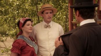 Yannick Bisson, Katie Strain, and Jim Watson in Murdoch Mysteries (2008)