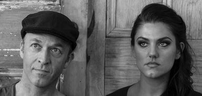 Paul Gerrard with Amanda Collins at a publicity event for Brief Candle Productions (April 17, 2014)