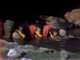 Kathy Coleman, Walker Edmiston, Wesley Eure, and Spencer Milligan in Land of the Lost (1974)