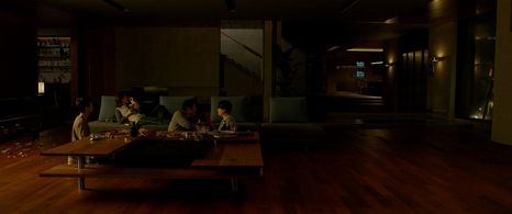 Song Kang-ho, Jang Hye-jin, Choi Woo-sik, and Park So-dam in Parasite (2019)