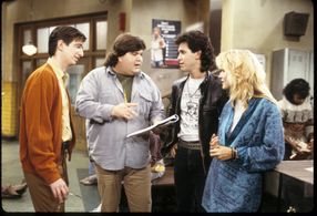 Brian Robbins, Dan Frischman, Dan Schneider, and Suzanne Snyder in Head of the Class (1986)