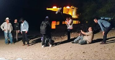 directing scene on Mr Deshee