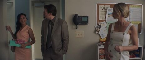 Valerie LeBlanc, Chris Evans and Emily Blunt in Pain Hustlers