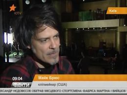 Interview during production of Okean Elzy video in Kiev, Ukrain.